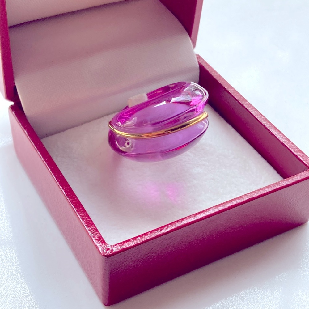 NWT Baccarat ring with 14k gold inlay. With original box. Size 5.5